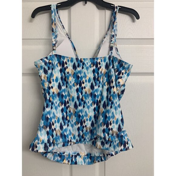 La Blanca Ruffle Metallic Swim Tankini Top Size M - Picture 3 of 7